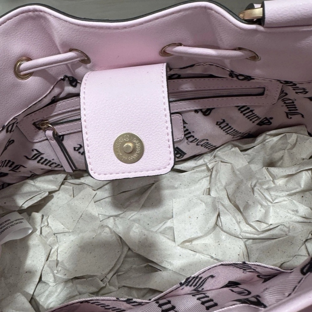 Juicy Couture Classic Juicy Lovers Club Daydreamer Tote Viral Y2K Pink Bow - Picture 3 of 5